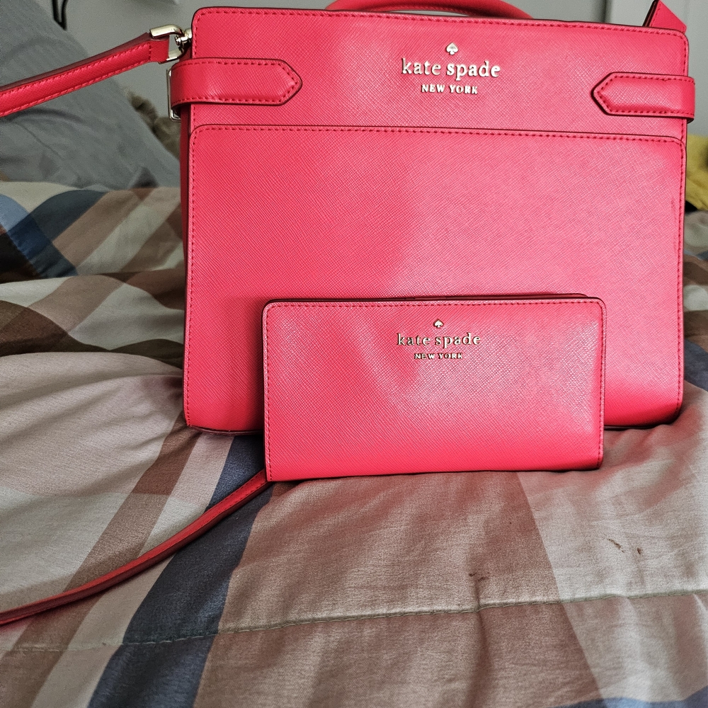 kate spade Bright reddish Crossbody Bag with Matching Wallet